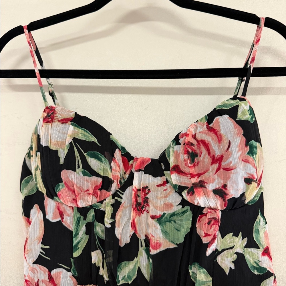 Crystal Doll Flowy Tiered Floral Spaghetti Straps Maxi Dress Sz 9 - Picture 5 of 9